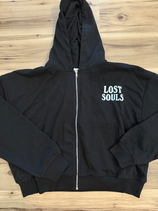 Lost Souls Records Crop Zip Up Hoodie